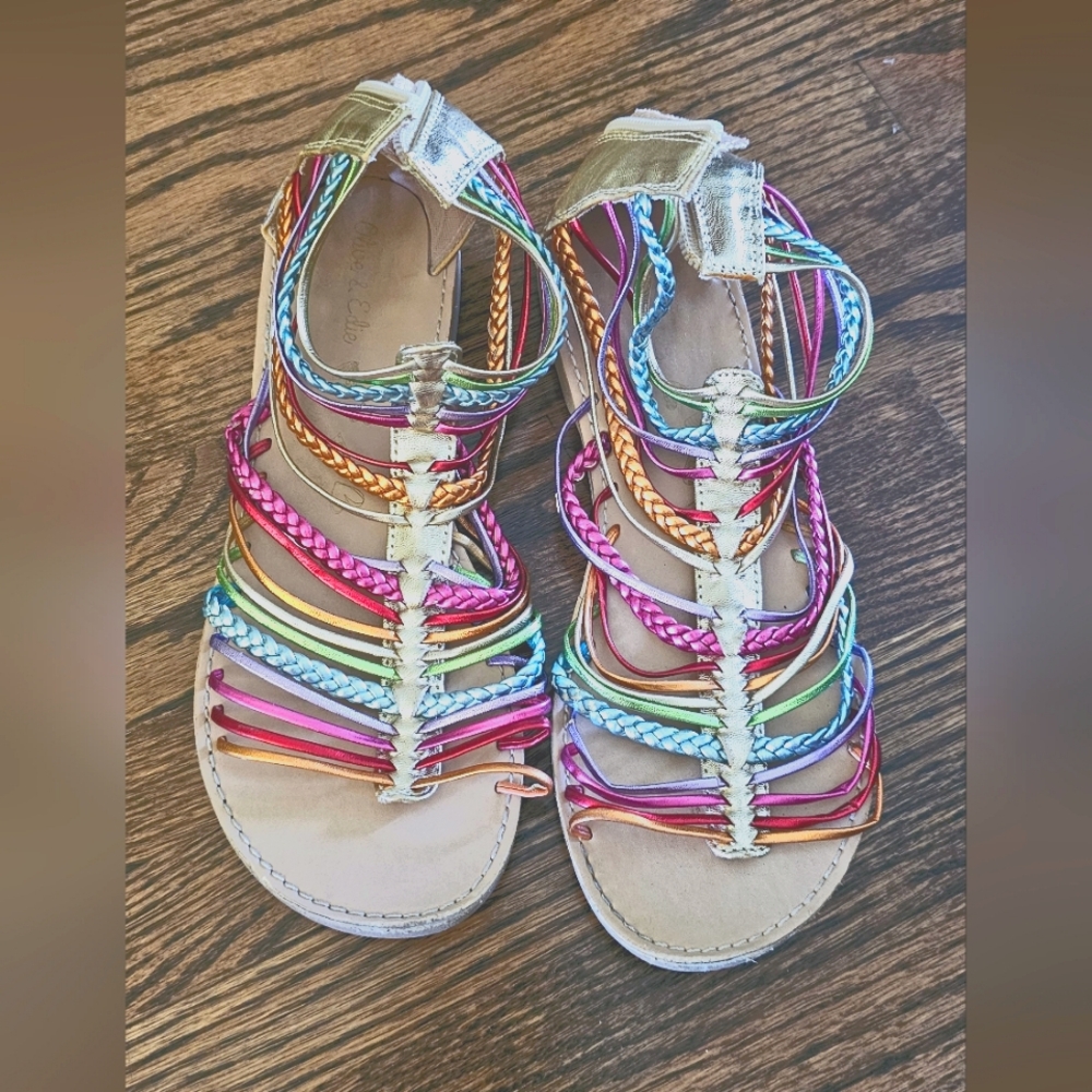 Olive & Edie Colorful Pride Rainbow Strappy Sandals Size 6